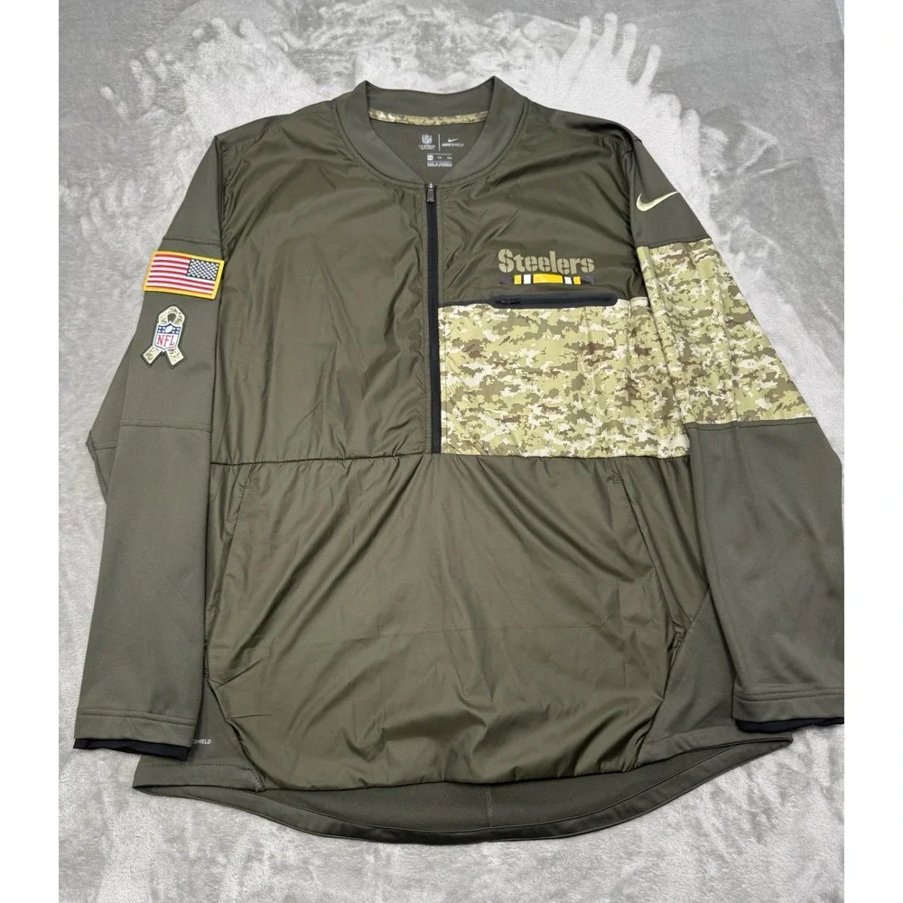 Pittsburg Steelers Nike Jacket Mens 2XL XXL Salute To Service 1/2 Zip Pullover